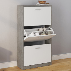 Mueble zapatero barato de 3 puertas gris y blanco | ID Market