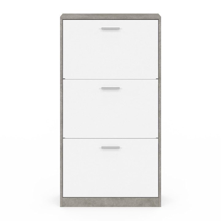 Mueble zapatero barato de 3 puertas gris y blanco | ID Market