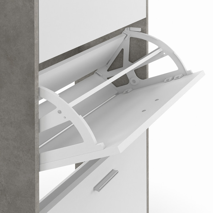 Mueble zapatero barato de 3 puertas gris y blanco | ID Market