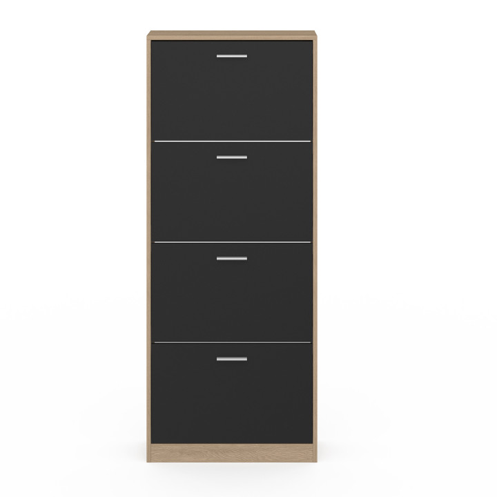 Mueble zapatero imitación haya 4 puertas negro - ID Market