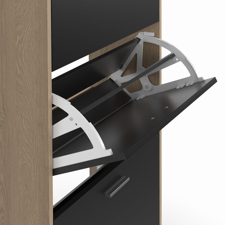 Mueble zapatero imitación haya 4 puertas negro - ID Market