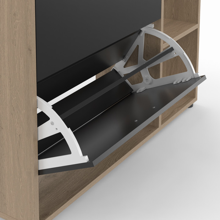 Mueble zapatero barato imitación haya y negro 2 puertas | ID Market