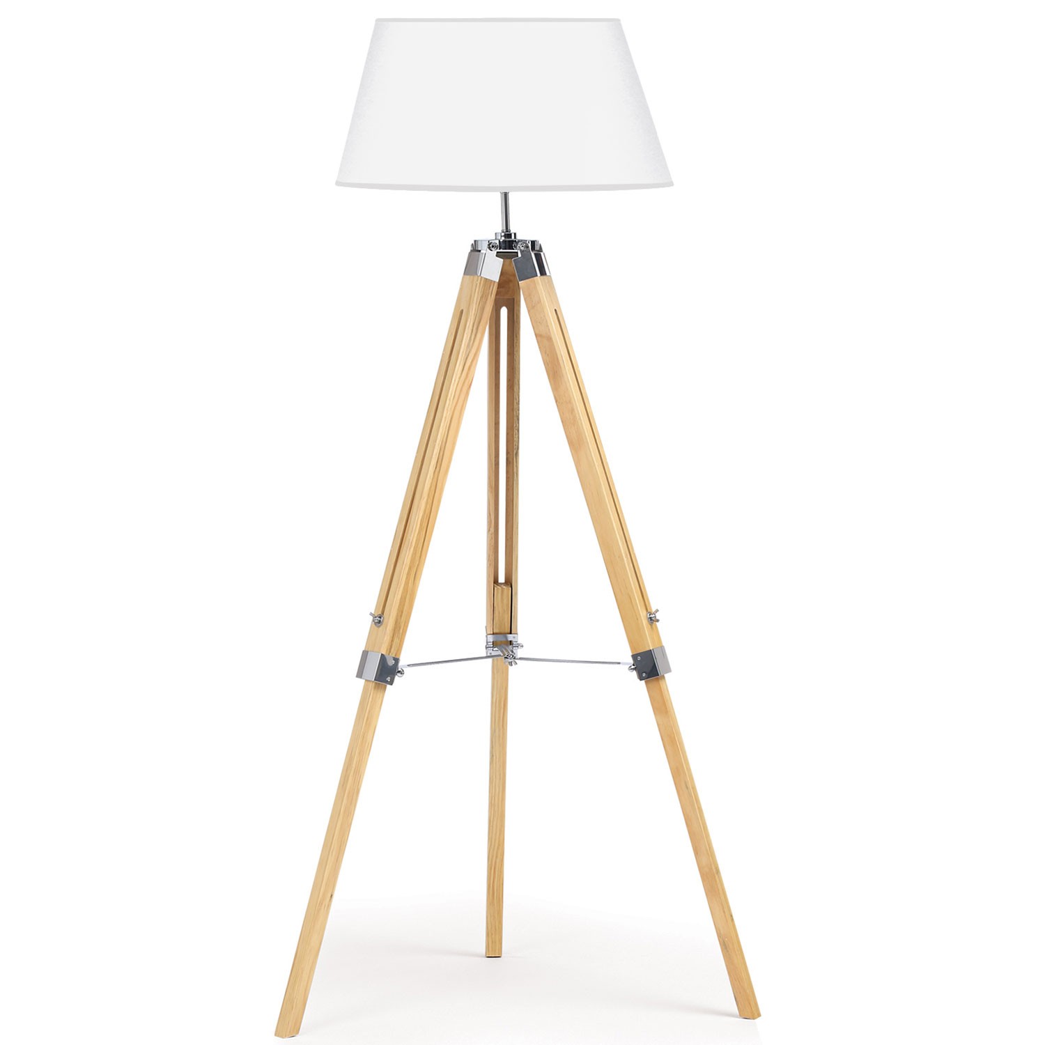 Lampadaire trepied bois réglable blanc Meubles et aménagement