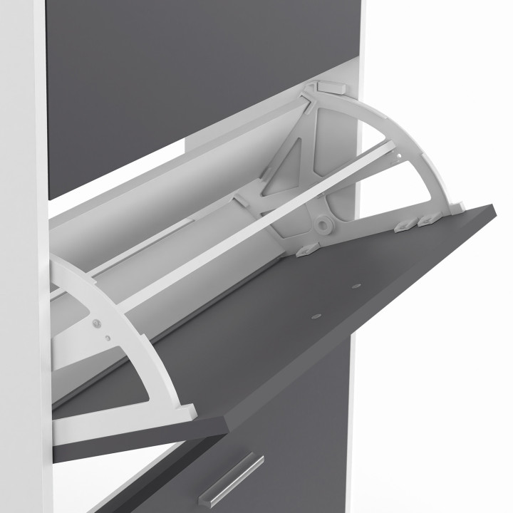 Mueble zapatero 4 puertas blanco y gris claro barato | ID Market