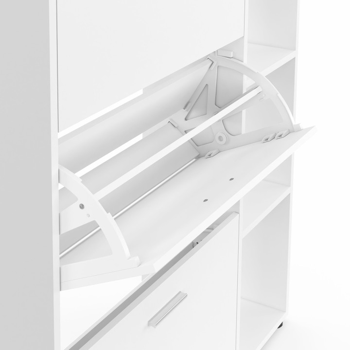 Mueble zapatero de madera blanco de 3 puertas con estantes | ID Market