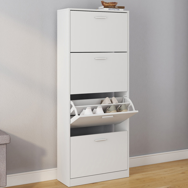 Mueble zapatero 4 puertas blanco barato | ID Market