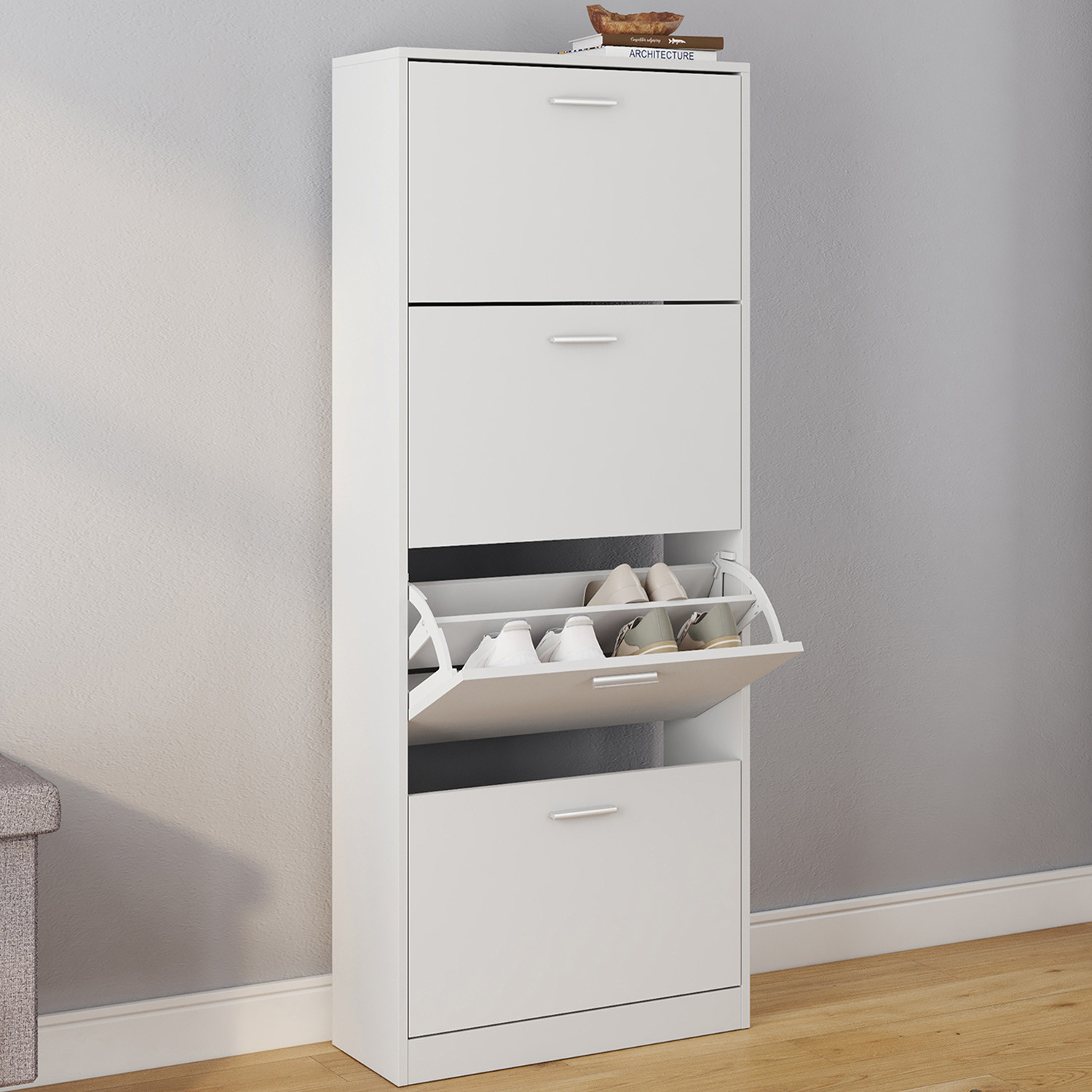 Armoire à chaussures 4 portes blanche