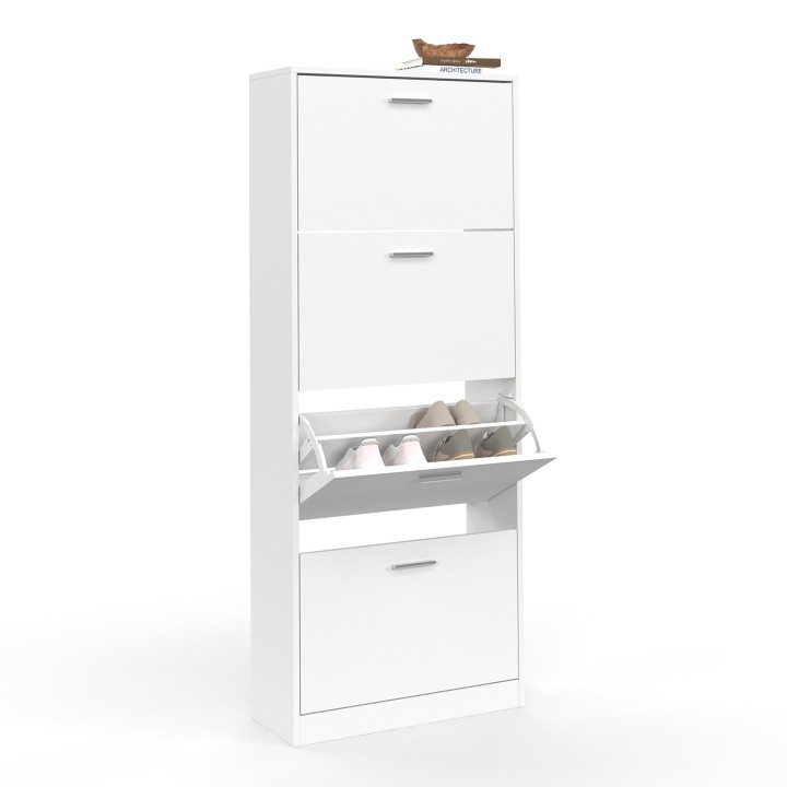 Mueble zapatero 4 puertas blanco barato | ID Market