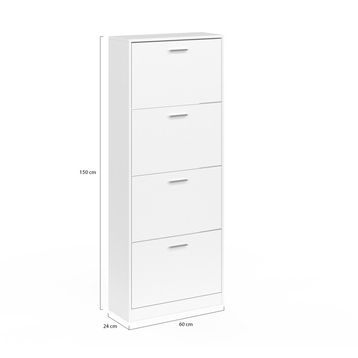 Mueble zapatero 4 puertas blanco barato | ID Market