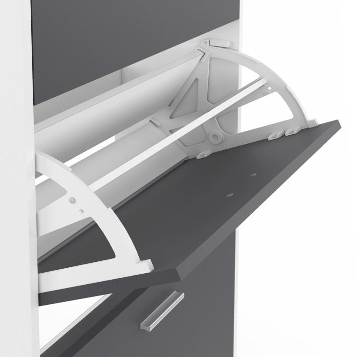 Mueble zapatero blanco barato con 3 puertas grises | ID Market