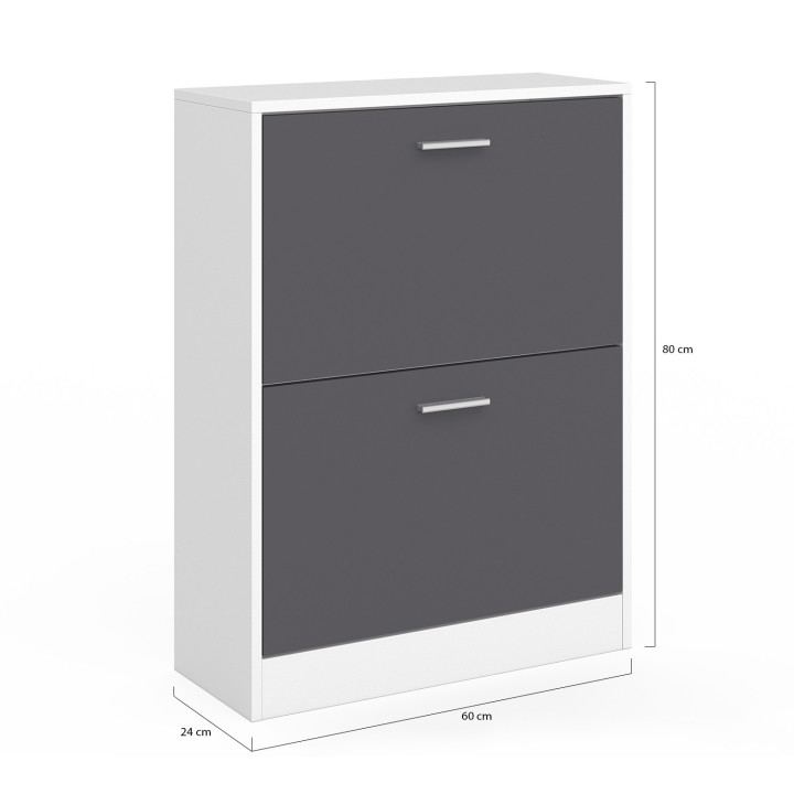 Mueble zapatero de 2 puertas blanco y gris barato | ID Market