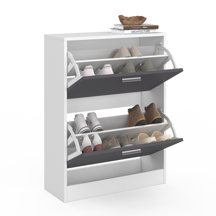 Mueble zapatero de 2 puertas blanco y gris barato | ID Market