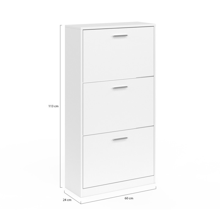 Mueble zapatero 3 puertas blanco barato | ID Market