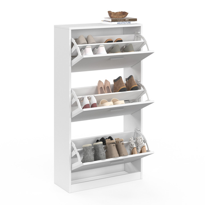 Mueble zapatero 3 puertas blanco barato | ID Market