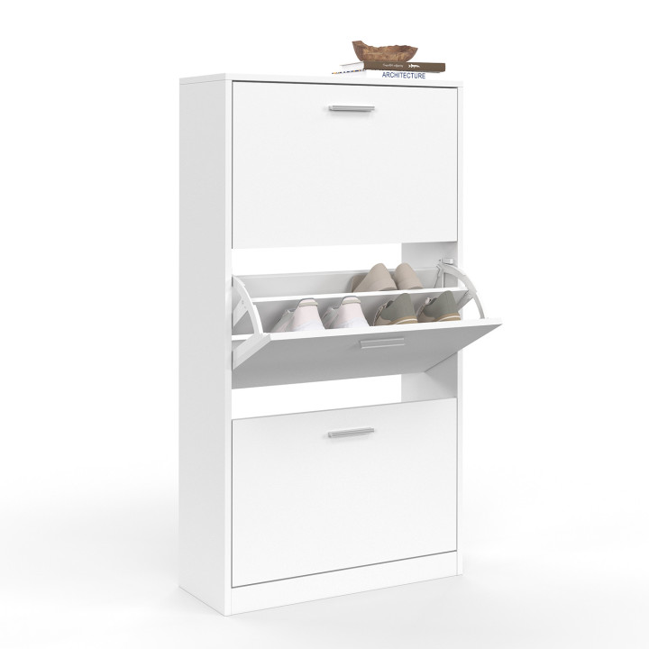 Mueble zapatero 3 puertas blanco barato | ID Market