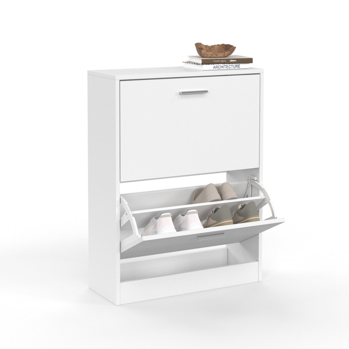 Mueble zapatero de 2 puertas blanco barato | ID Market