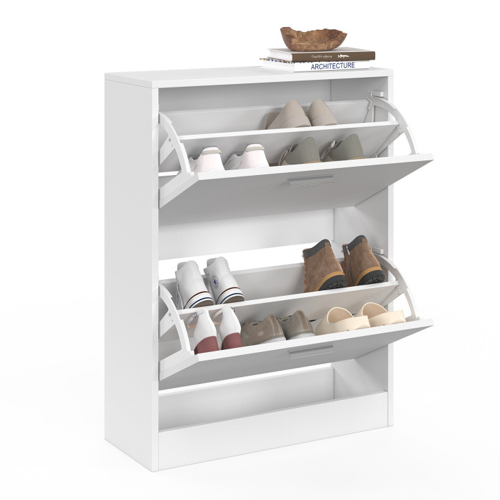 Mueble zapatero de 2 puertas blanco barato | ID Market