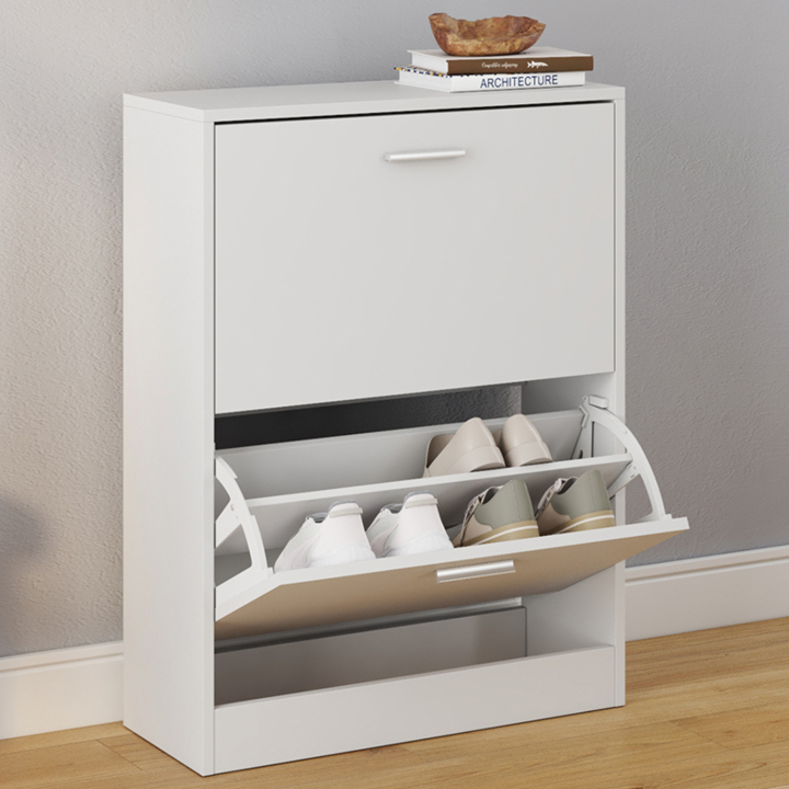 Mueble zapatero de 2 puertas blanco barato | ID Market