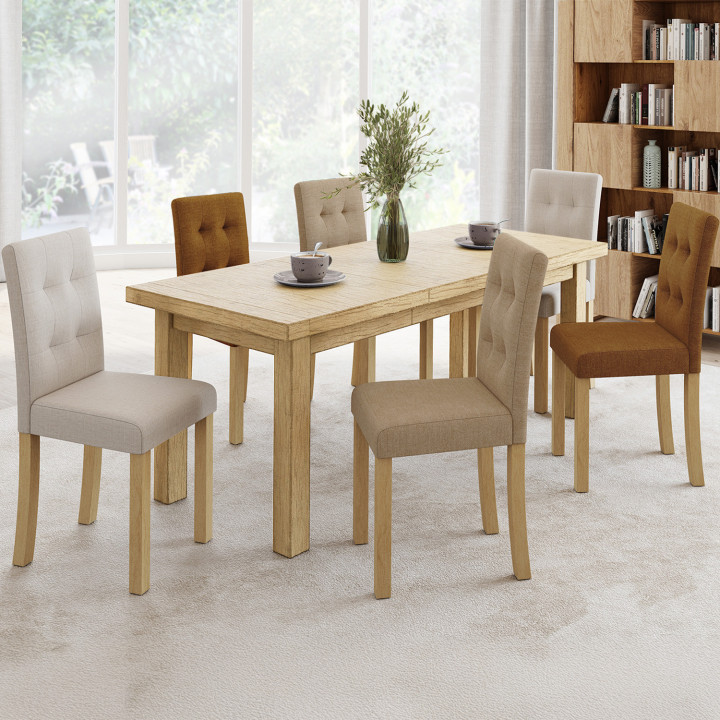 Juego de 6 sillas tapizadas en colores mixtos topo, beige y marrón - POLGA | REINO UNIDO IDMarket