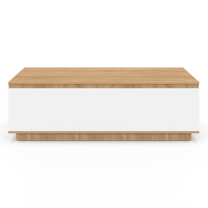 ¡Mesa de centro de madera de haya de 110 cm con puerta blanca - TOMI | Zen Cart! IDMarket