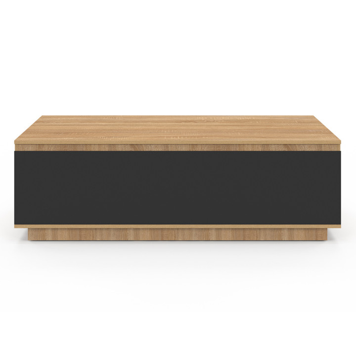 ¡Mesa de centro de madera de haya de 110 cm con puerta negra - TOMI | Zen Cart! IDMarket