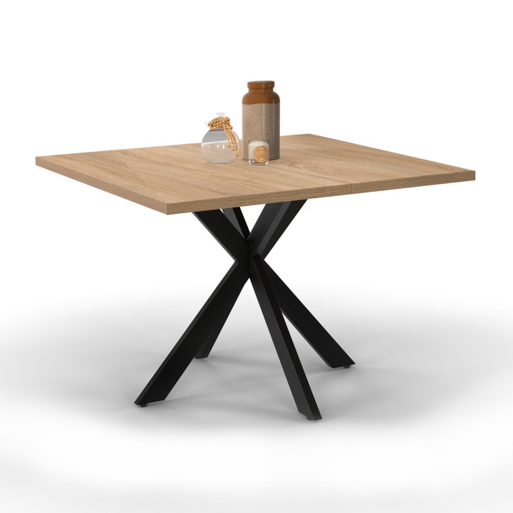 ¡Mesa de centro cuadrada con pata de araña 70 cm madera y negro - ALIX | Zen Cart! IDMarket