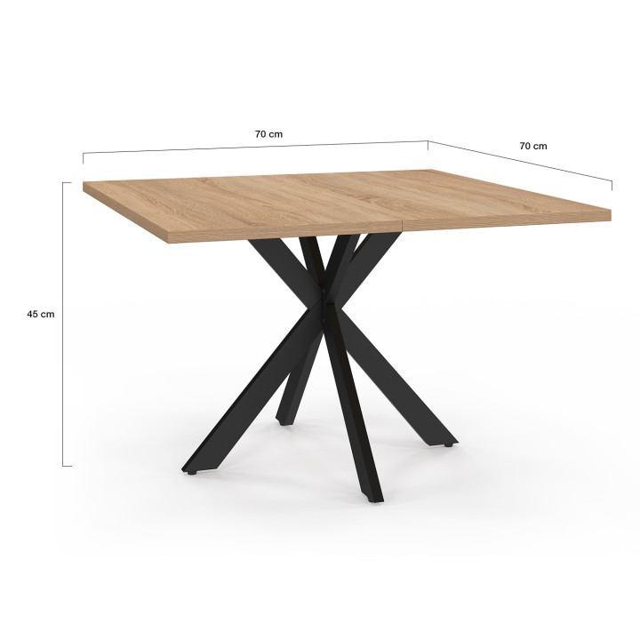 ¡Mesa de centro cuadrada con pata de araña 70 cm madera y negro - ALIX | Zen Cart! IDMarket