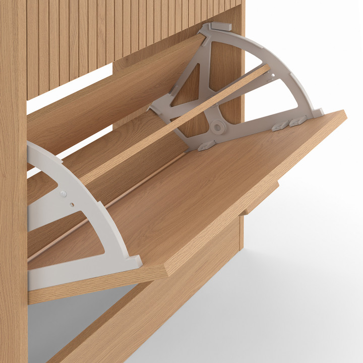 Mueble zapatero 12 pares 2 puertas madera roble lamas - JULIETTE | IDMarket