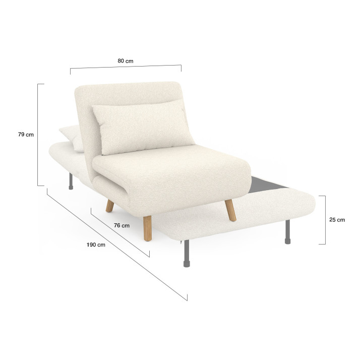 Sillón convertible en cama individual 80x190 cm - ROMEO | IdMarket
