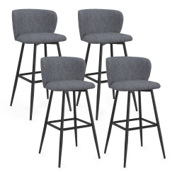 Juego de 4 taburetes de bar con asiento de tela gris oscuro y patas de metal negro - OMBLINE | IdMarket