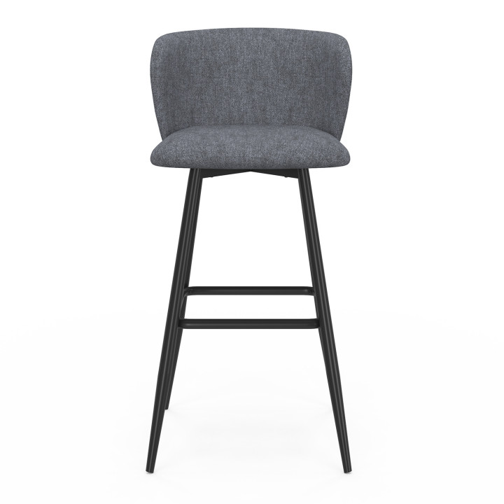 Juego de 4 taburetes de bar con asiento de tela gris oscuro y patas de metal negro - OMBLINE | IdMarket