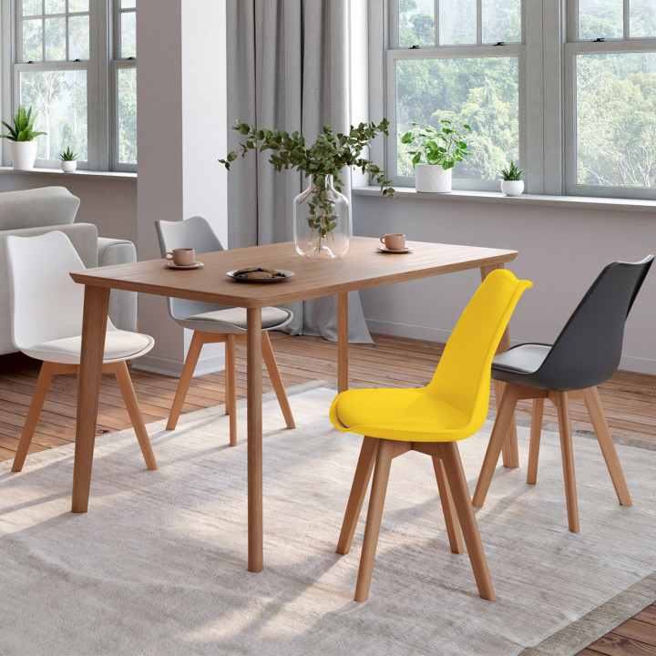 Sillas escandinavas gris oscuro, gris claro, blanco y amarillo - ID Market