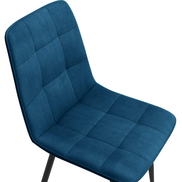 Sillas acolchadas de terciopelo azul con patas de metal x6 - MILA | ID Market