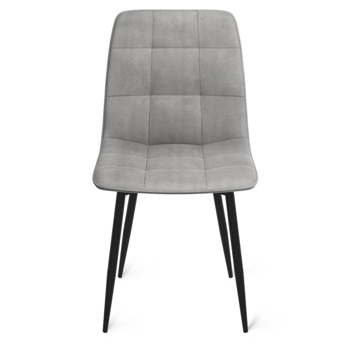 Sillas de terciopelo azul, amarillo, gris claro y gris oscuro con patas de metal acolchadas - MILA | ID Market