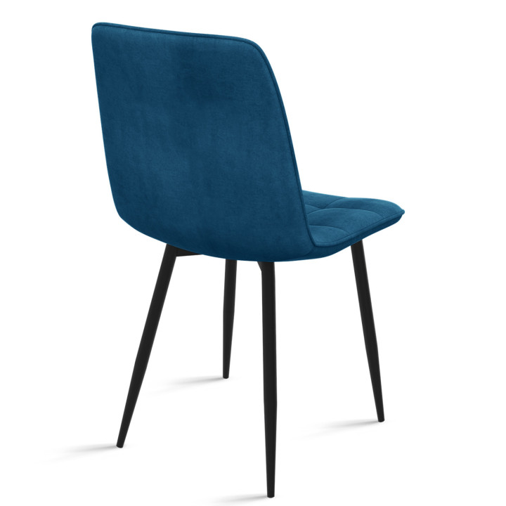 Sillas de terciopelo azul, amarillo, gris claro y gris oscuro con patas de metal acolchadas - MILA | ID Market