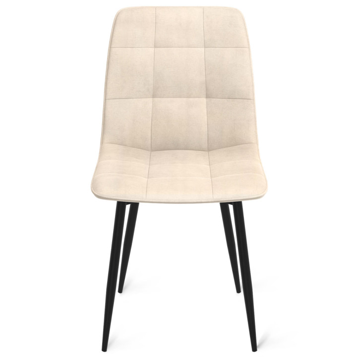 Lot De 6 Chaises THALYA En Velours Beige Avec Accoudoirs - Design Vintage, Pieds Métal Noir - Dimensions 47,5x54x79 Cm
