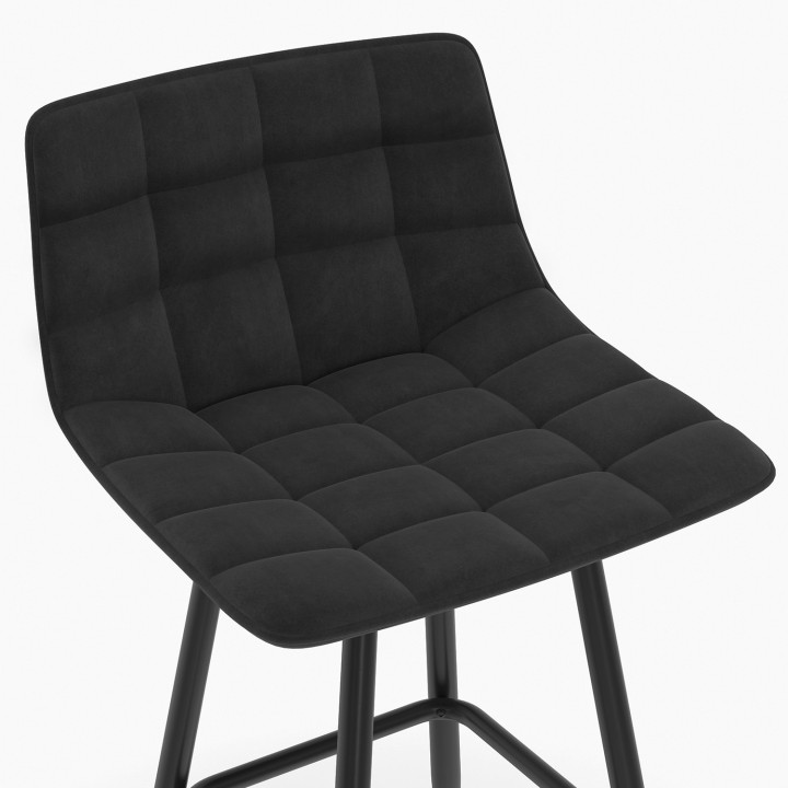 Juego de 2 taburetes de bar en terciopelo negro - MADY | IDMarket