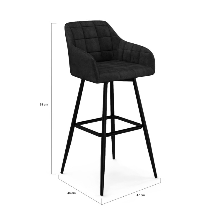 Juego de 4 taburetes de bar con brazos de terciopelo negro - MADY | IDMarket