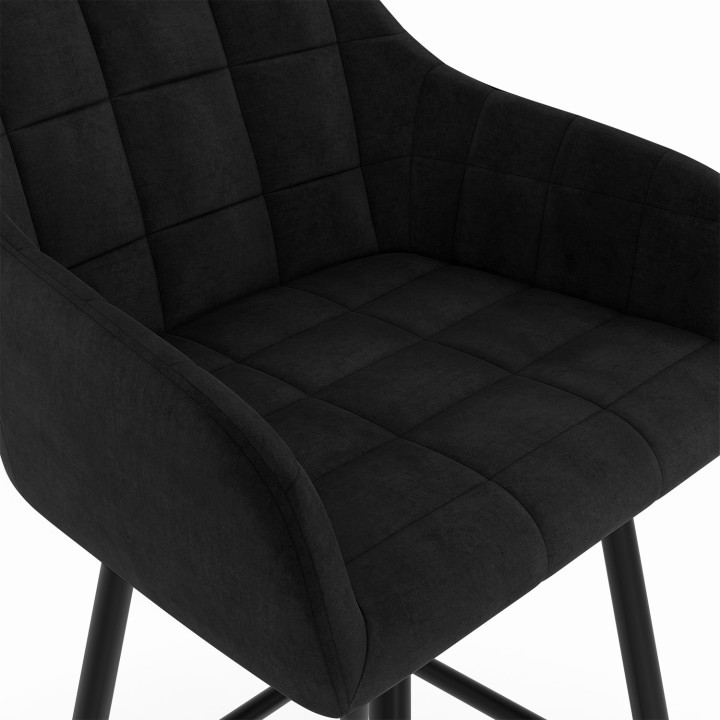 Juego de 4 taburetes de bar con brazos de terciopelo negro - MADY | IDMarket