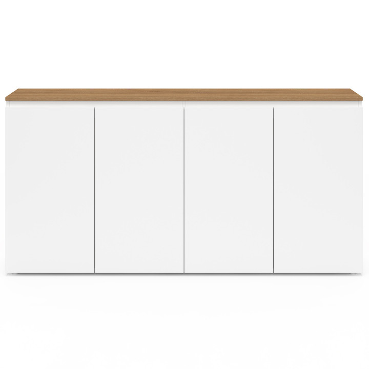 Credenza a 4 ante 160 cm bianca con piano in legno - TOBY | Zen Cart! IDMarket