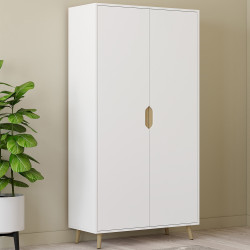 ¡Armario escandinavo blanco de 2 puertas 80 cm con estantes - HELSINKI | Zen Cart! IDMarket