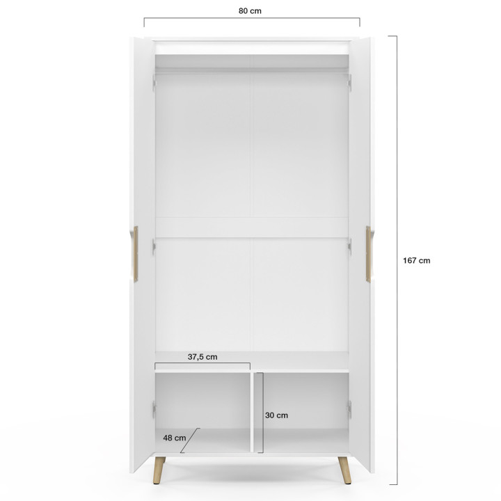 ¡Armario escandinavo blanco de 2 puertas 80 cm con estantes - HELSINKI | Zen Cart! IDMarket