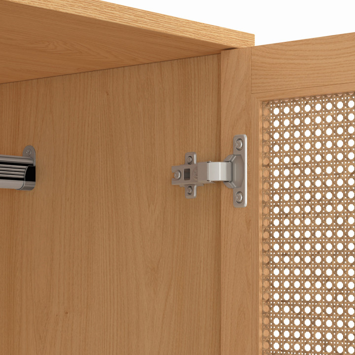 Armario de 2 puertas con mimbre y madera 80 cm armario con estantes - EDHEN | Armario con estantes IDMarket