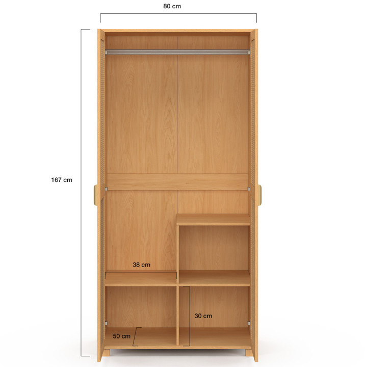 Armario de 2 puertas con mimbre y madera 80 cm armario con estantes - EDHEN | Armario con estantes IDMarket
