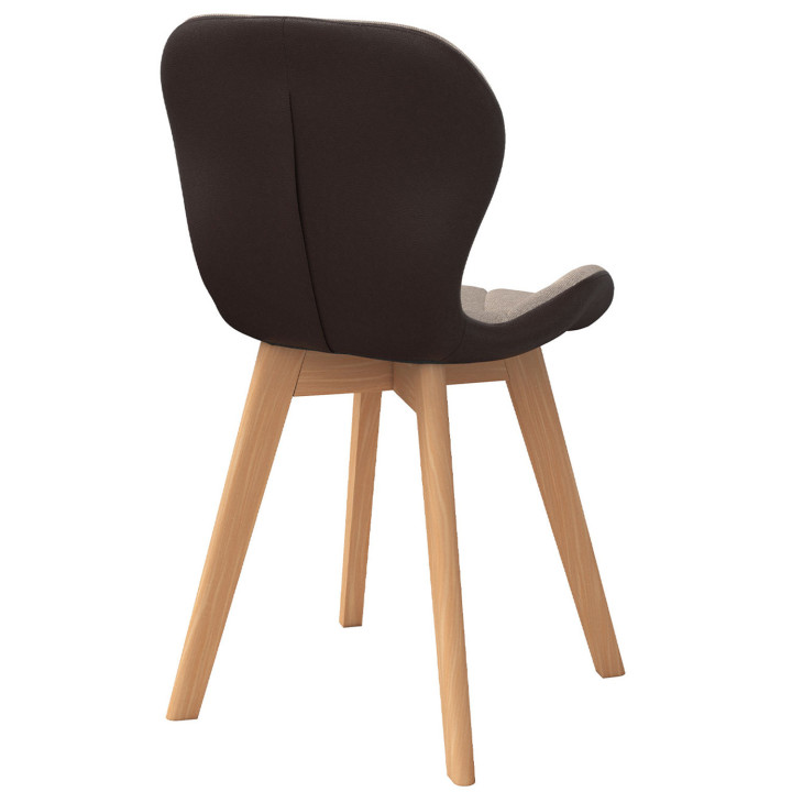 Set van 4 bi-materiaal eetkamerstoelen van stof en PU bruin en taupe - ROXANE | IdMarket
