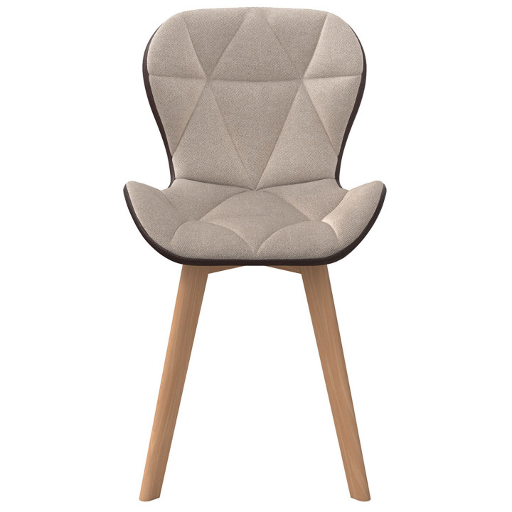 Set van 4 bi-materiaal eetkamerstoelen van stof en PU bruin en taupe - ROXANE | IdMarket