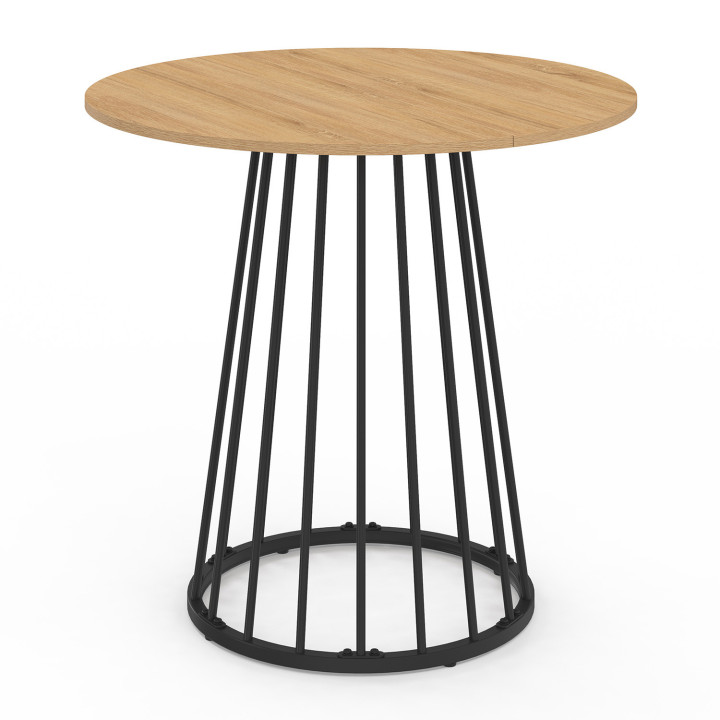 Mesa de comedor redonda para 4 en madera y patas de metal negro 80 cm - YUNA | Mesa de comedor redonda para 4 en madera y patas 