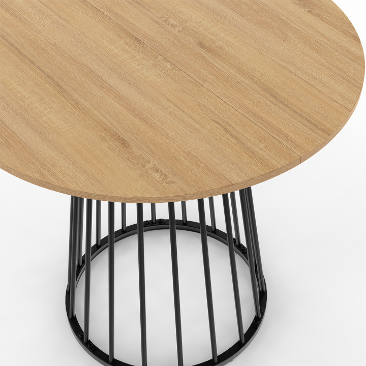 Mesa de comedor redonda para 4 en madera y patas de metal negro 80 cm - YUNA | Mesa de comedor redonda para 4 en madera y patas 