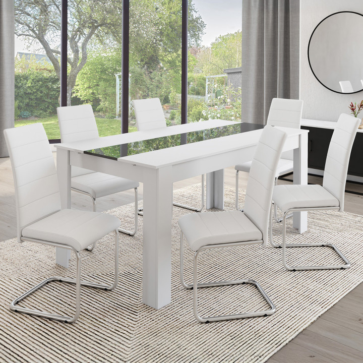 Juego de 6 sillas de comedor blancas - MIA | ID Market