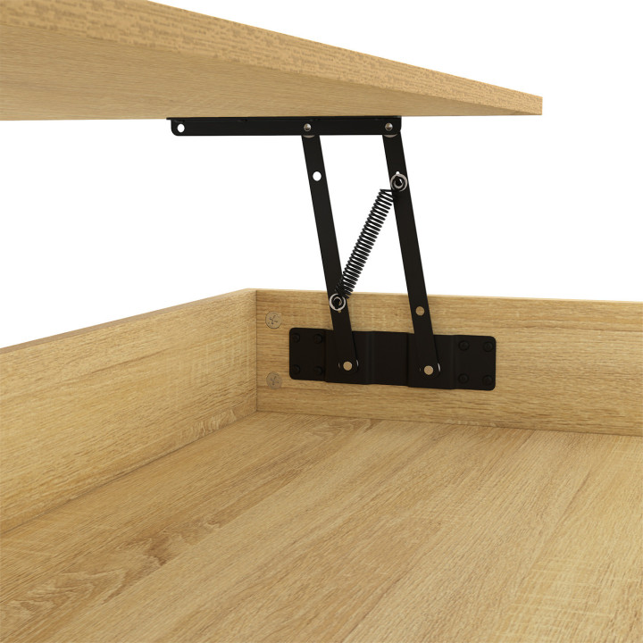 Mesa de centro industrial con tablero elevable de madera y metal - DETROIT | ID Market